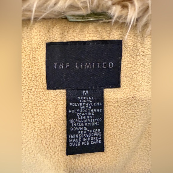 The Limited Down Puffer Liquid Green Gold Metallic Shimmer Jacket Fur Hood - Picture 16 of 16